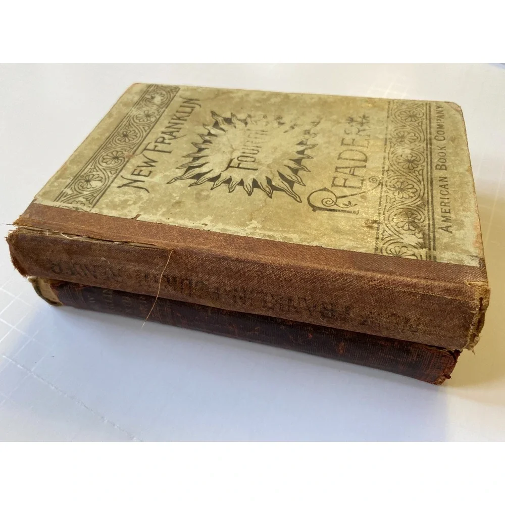 Lot Set of‎ 2 Antique New Franklin Fourth Reader with Lessons in Elocution 1884